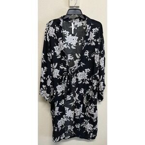 Spiritual Gangster Maya Kimono Floral Swimsuit Coverup Cardigan Black One Size